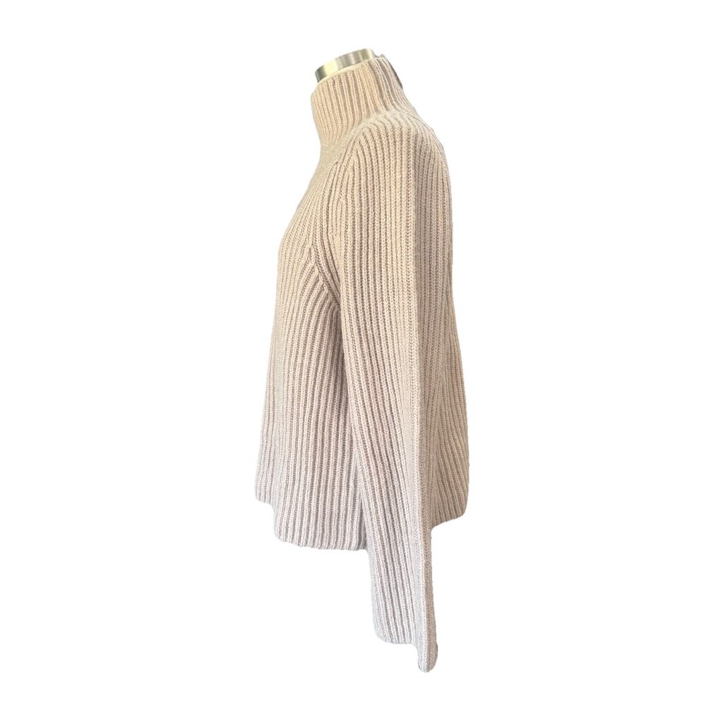 Ann Taylor Beige Heavy Knit Ribbed Mock Neck Tunic Sweater NEW Size Medium - Picture 3 of 10